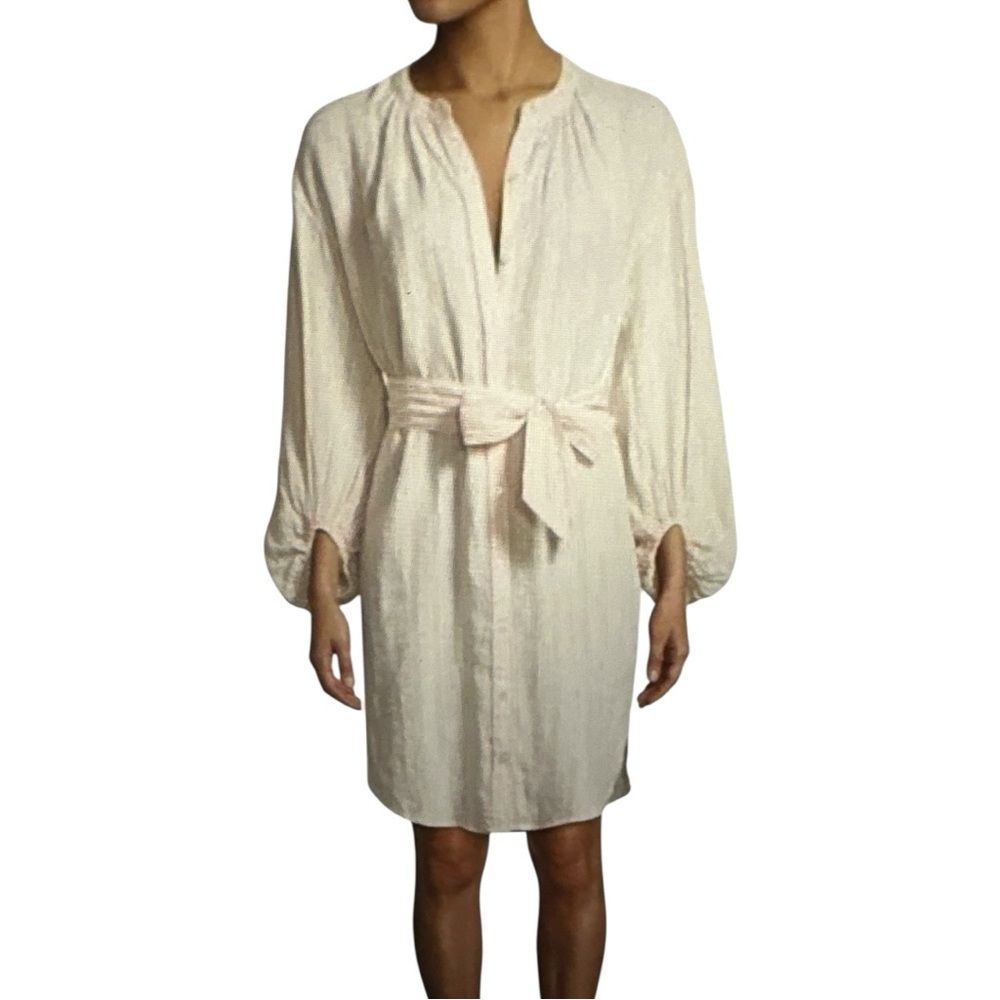 Joie Beatrissa Pink & Cream Striped Linen Shirt Dress - Picture 10 of 11